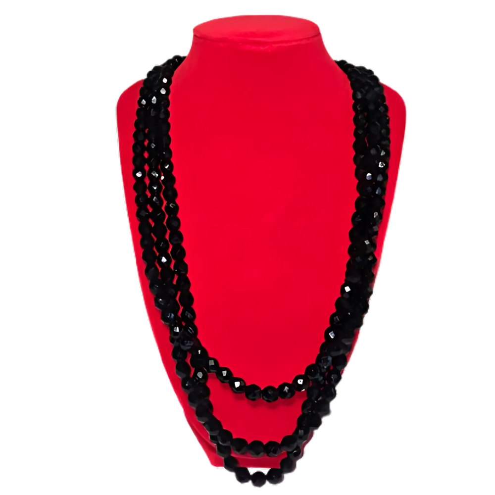 Collana onice tre fili perle quadre