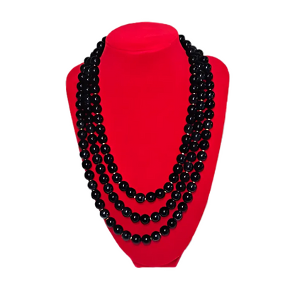 Collana onice tre fili perle tonde